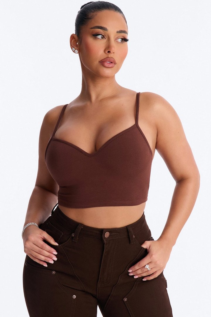 Maya Sweetheart Neck Padded Cami - Brown