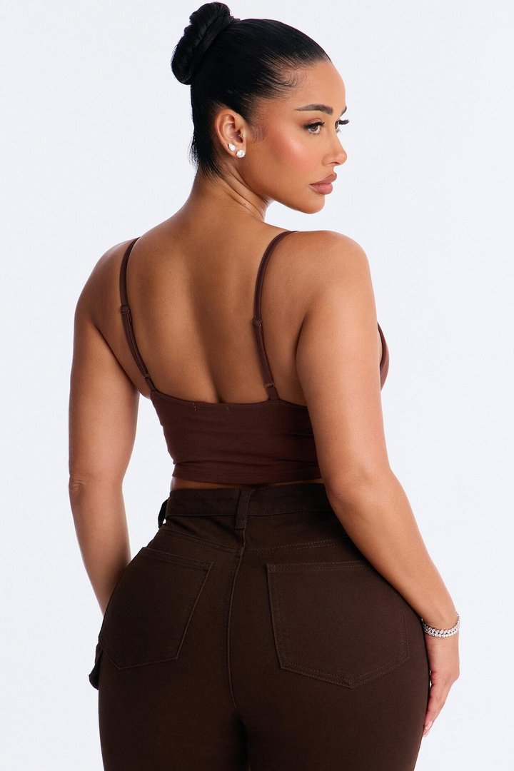 Maya Sweetheart Neck Padded Cami - Brown