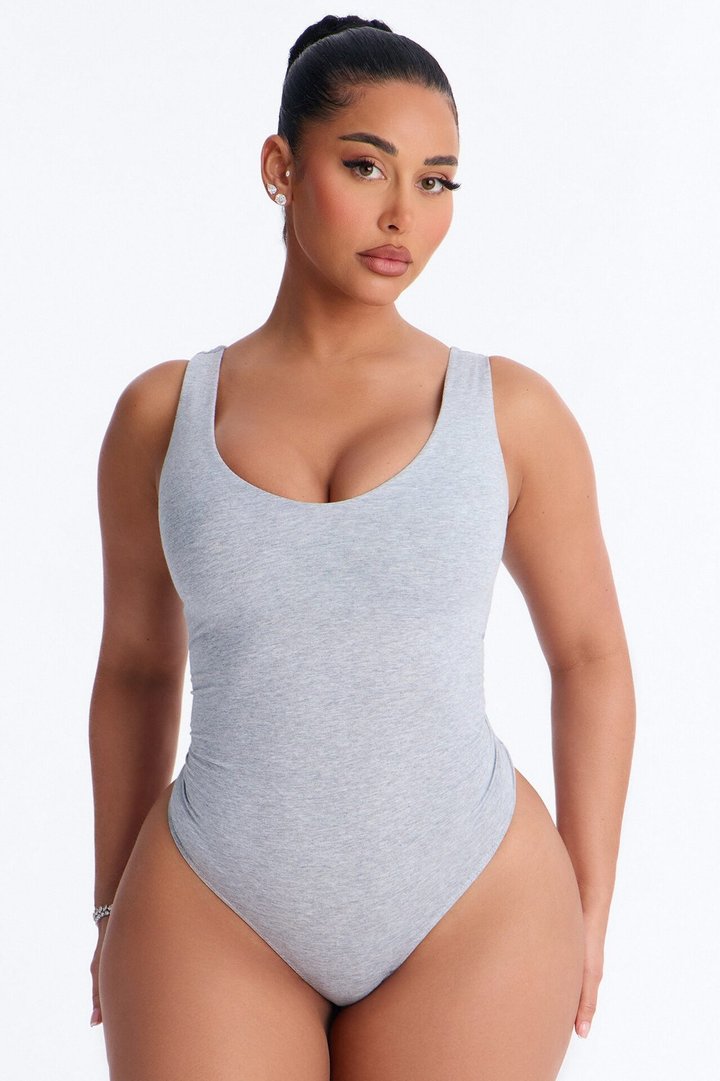 Savannah Double Lined Jersey Bodysuit - Heather Grey