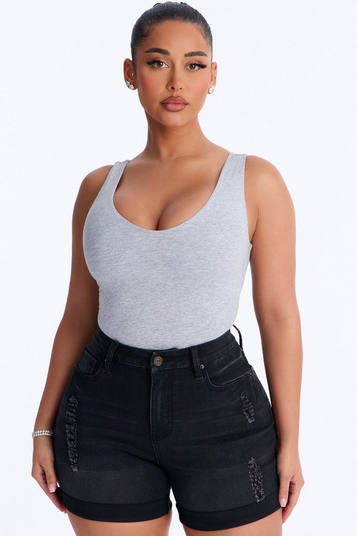 Savannah Double Lined Jersey Bodysuit - Heather Grey