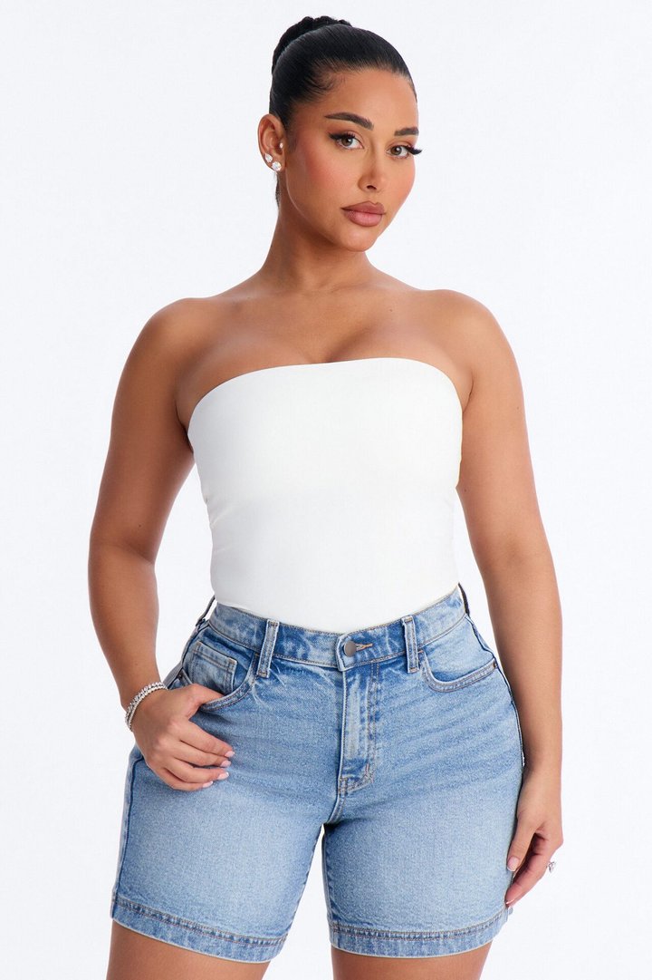 Daisy Double Layer Tube Top Bodysuit - Off White