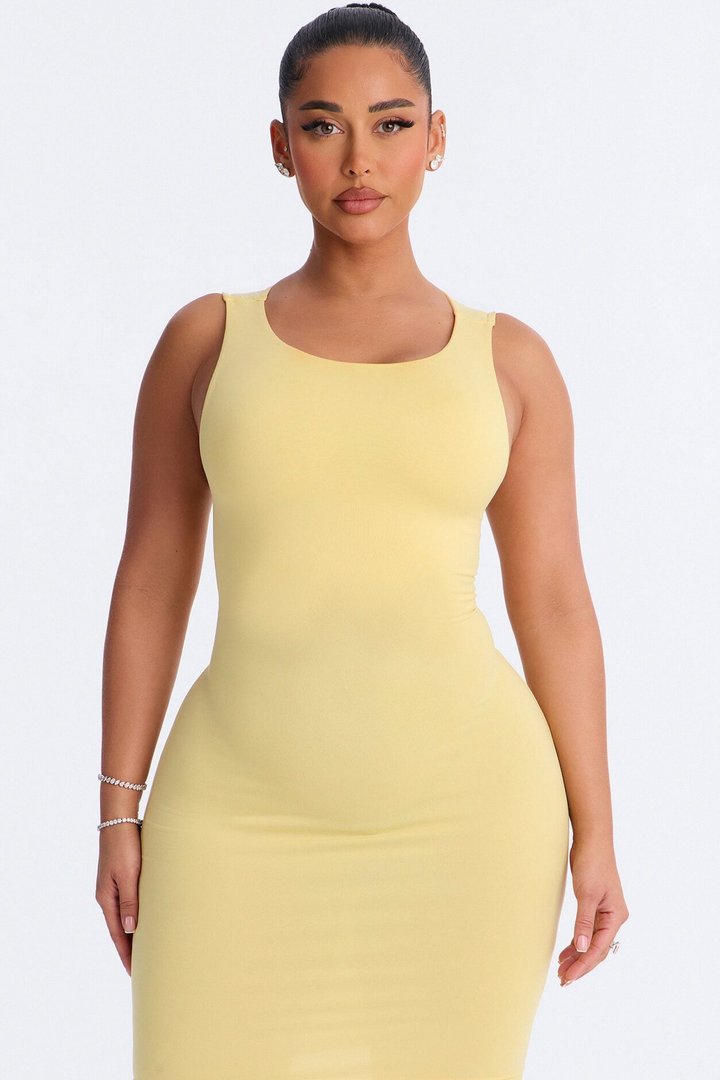 Hanna Double Lined Mini Dress - Butter Yellow