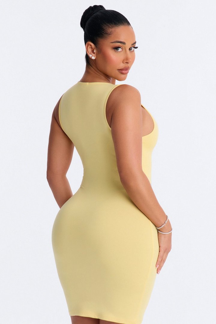 Hanna Double Lined Mini Dress - Butter Yellow
