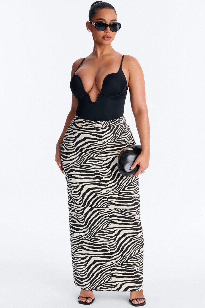 Zoey Zebra Maxi Skirt - Black/White