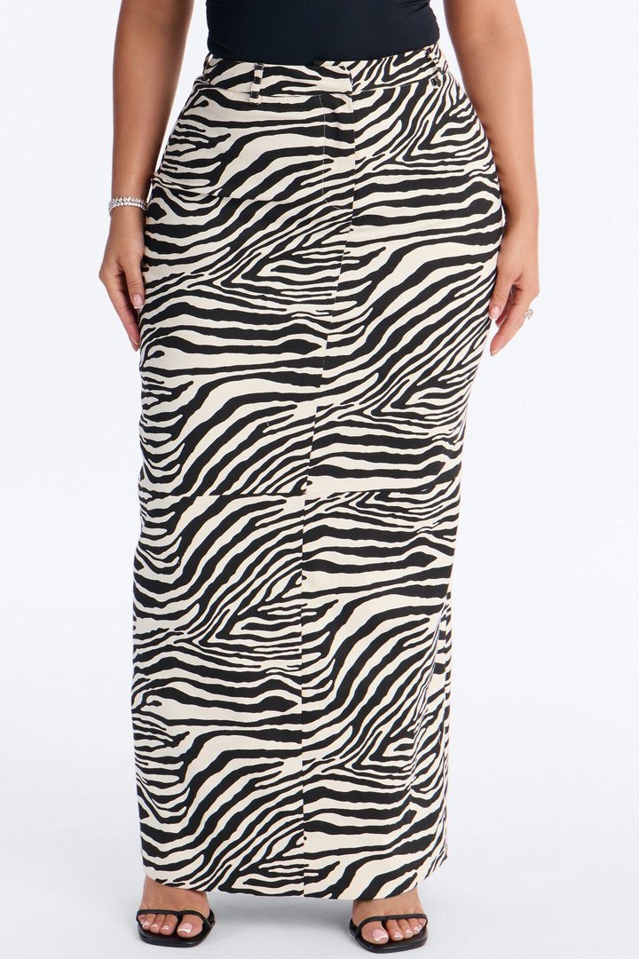 Zoey Zebra Maxi Skirt - Black/White