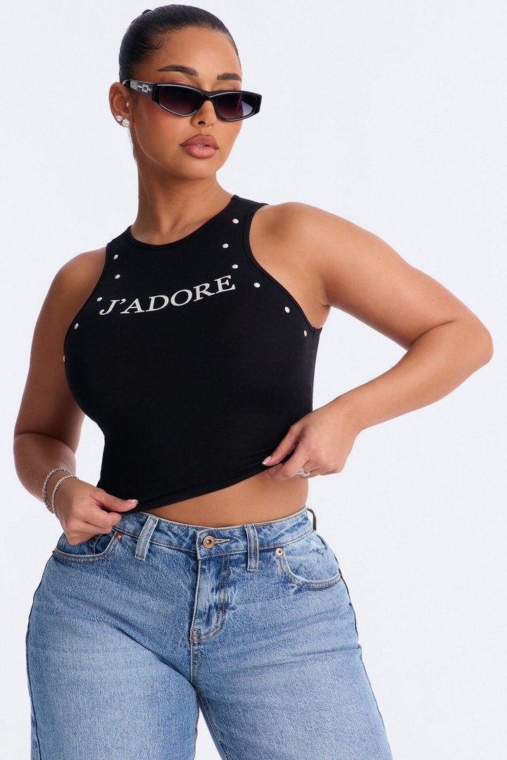 J'adore Studded Tank Top - Black