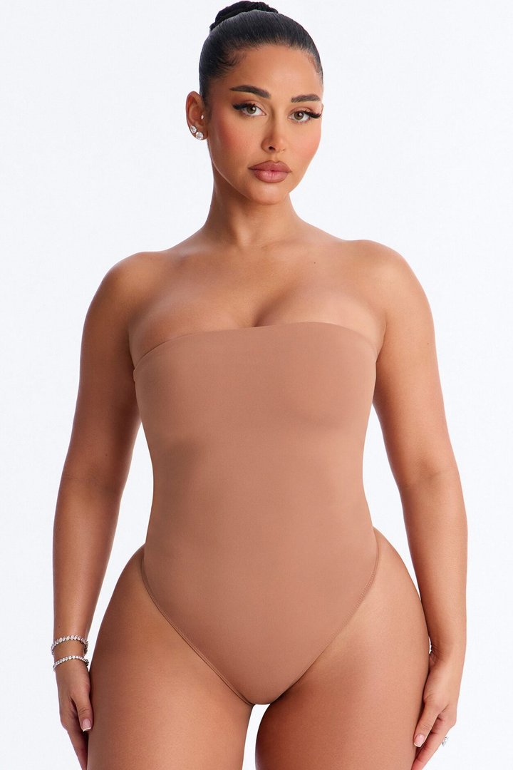 Daisy Double Layer Tube Top Bodysuit - Mocha