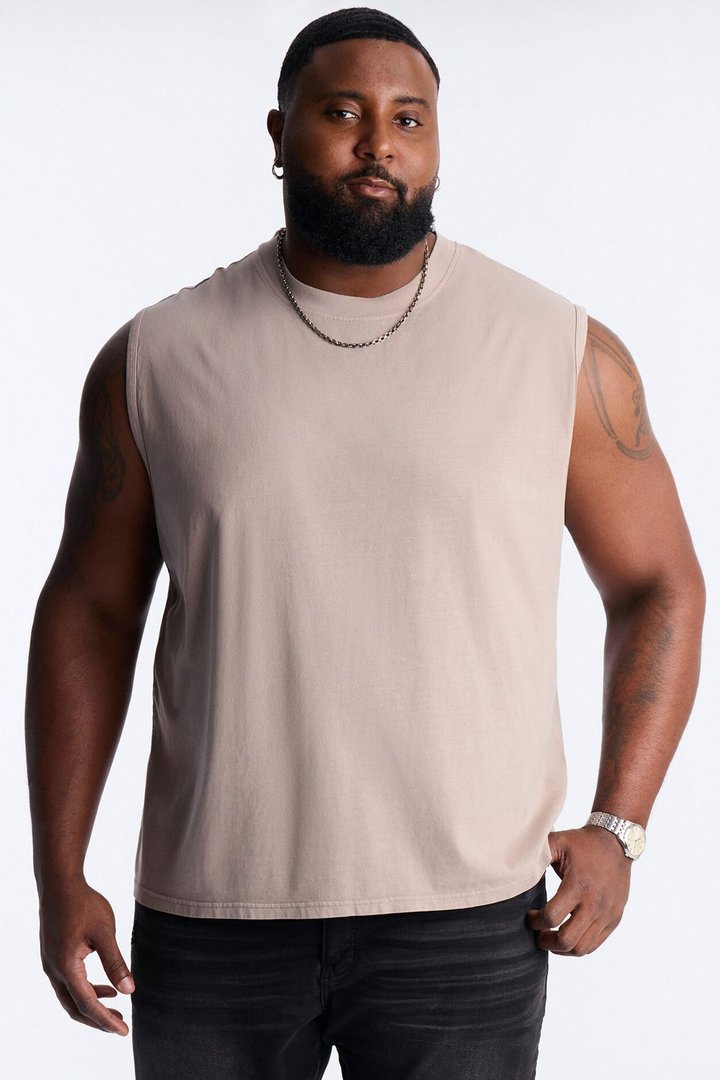 Cropped Muscle Tee - Taupe
