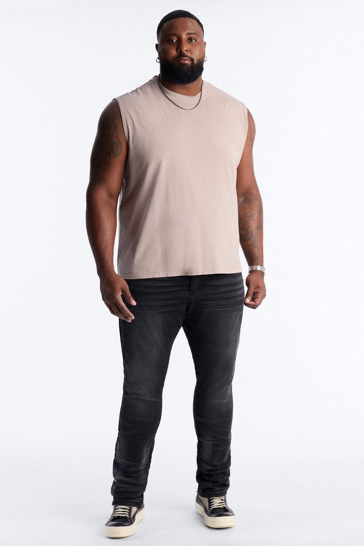 Cropped Muscle Tee - Taupe