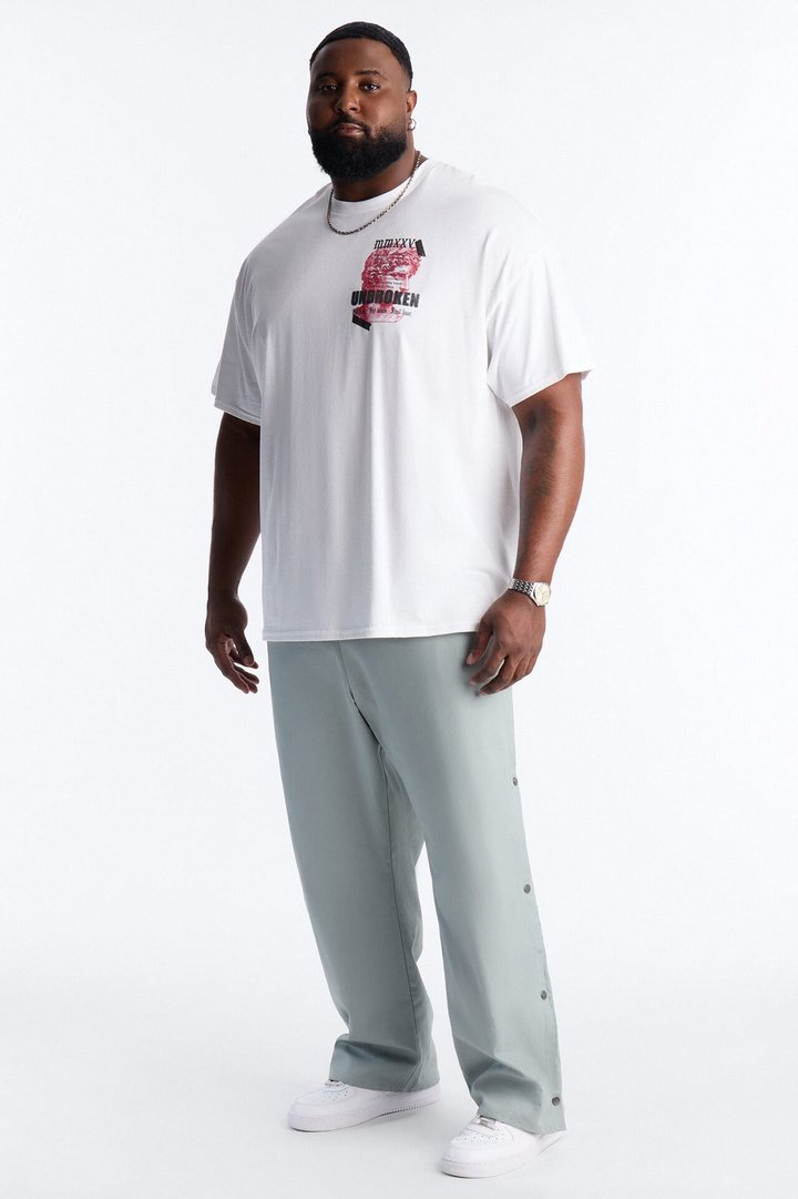Straight Print Hint Studded Pant - Grey