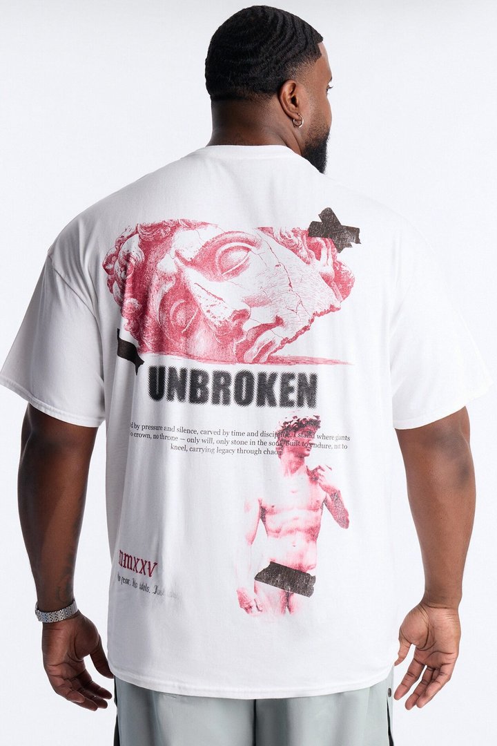 Unbroken And Focused Oversized Short Sleeve Tee - White