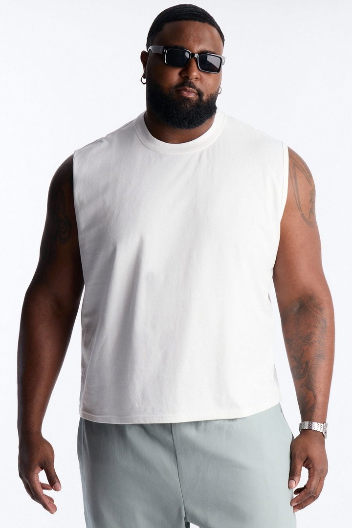 Cropped Muscle Tee - White