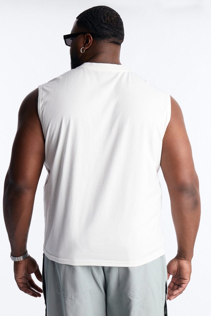 Cropped Muscle Tee - White