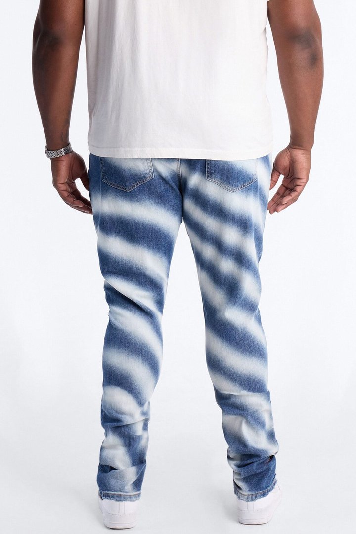 Stacked Skinny Vortex Distressed Jean - Medium Blue Wash