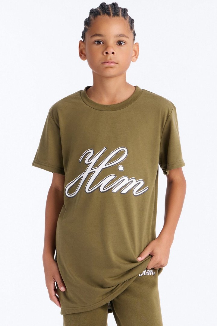 Mini Him Doing Big Things Jogger Pant Set - Olive/combo