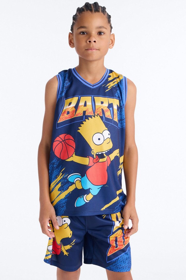 Mini Bart Simpson Dunk Devil Short Set - Navy