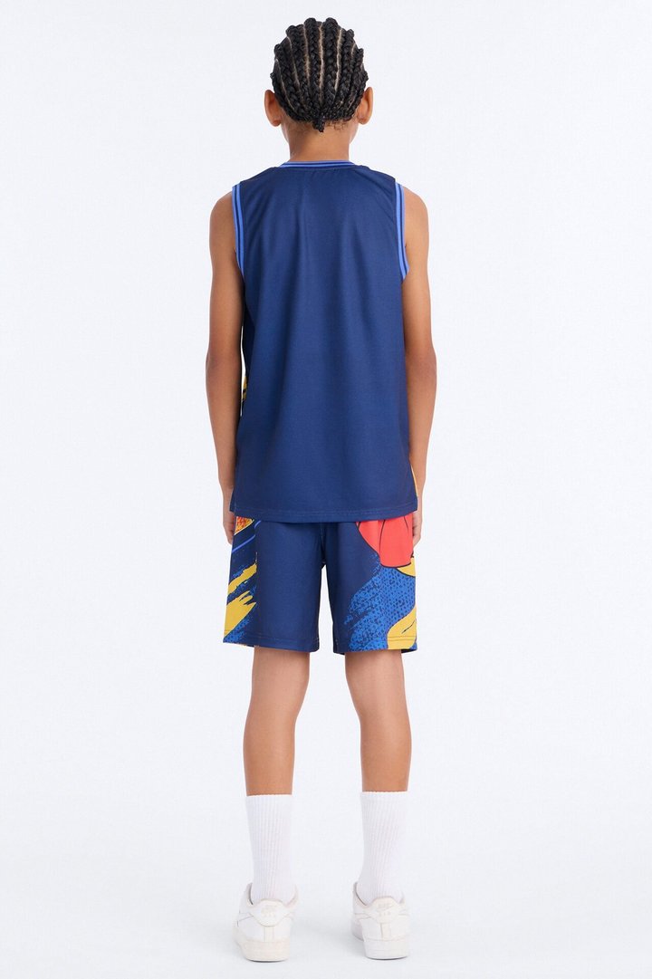 Mini Bart Simpson Dunk Devil Short Set - Navy
