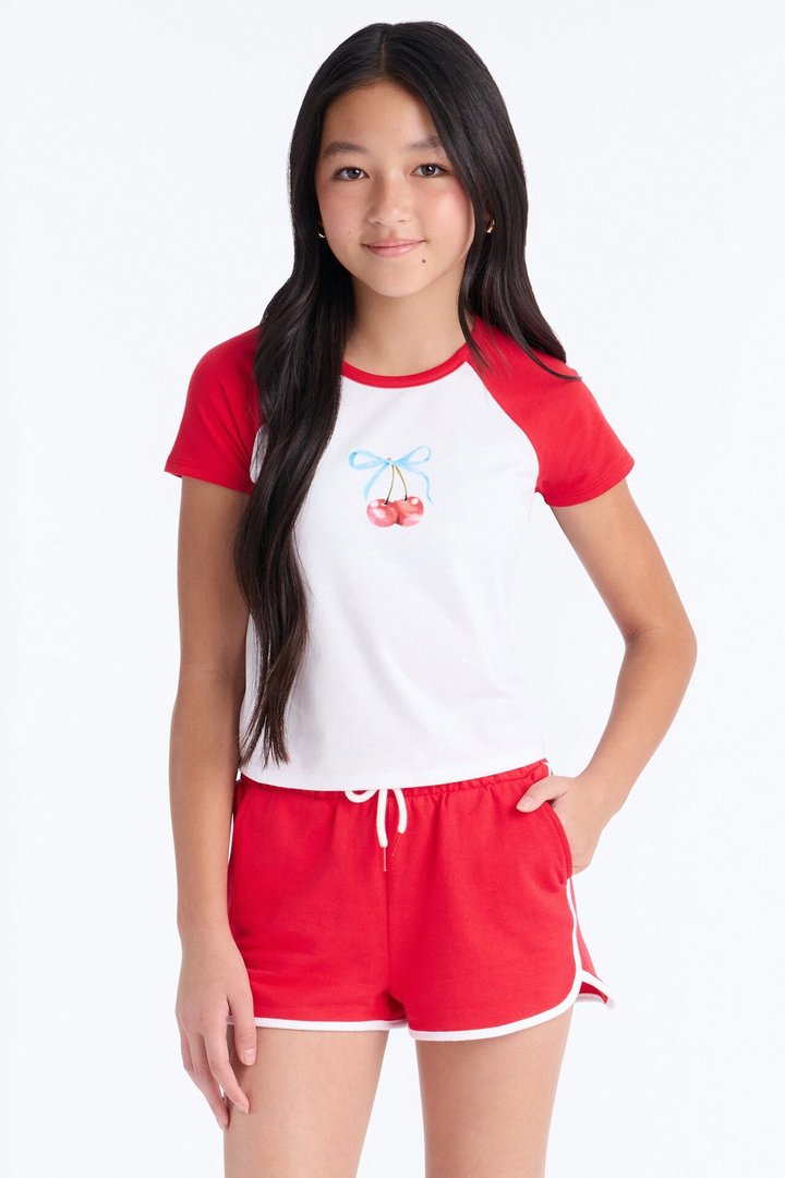 Mini So Very Cherry Short Set - Red/White