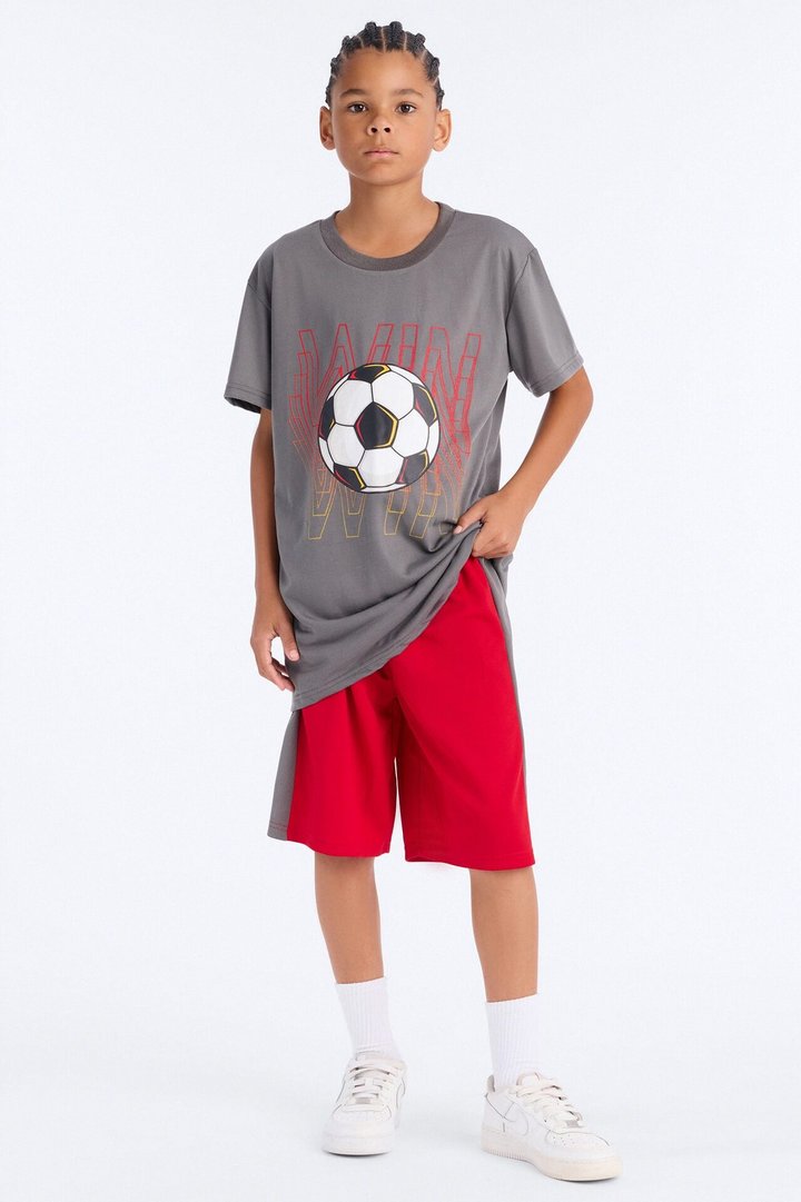 Mini Winning Is My Goal Short Set - Grey/combo