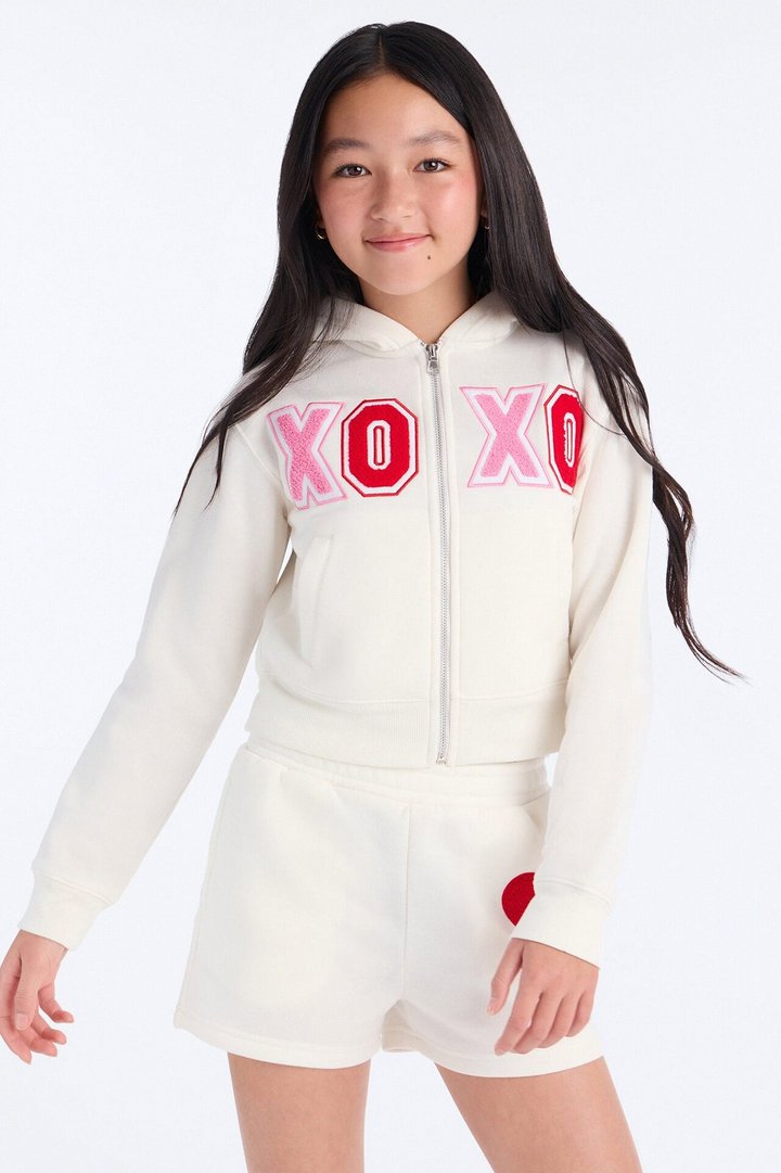 Mini Kisses And Hugs Short Set - Cream