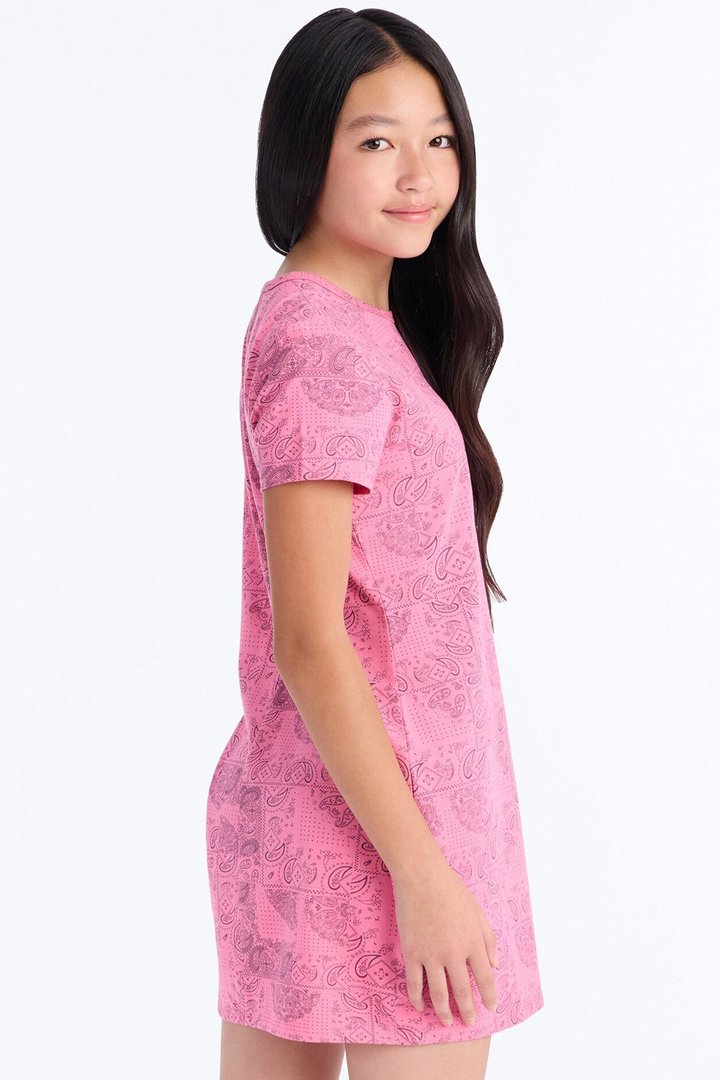Mini Von Dutch Paisley TShirt Dress - Pink