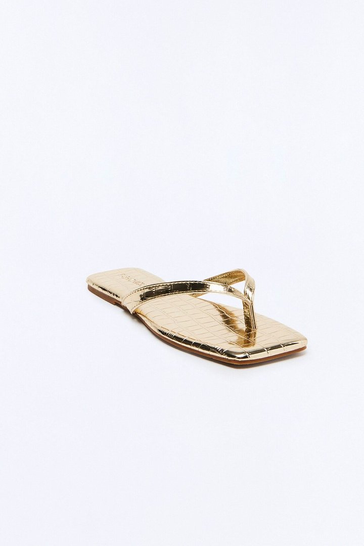 Capeside Square Toe Flip Flops - Gold