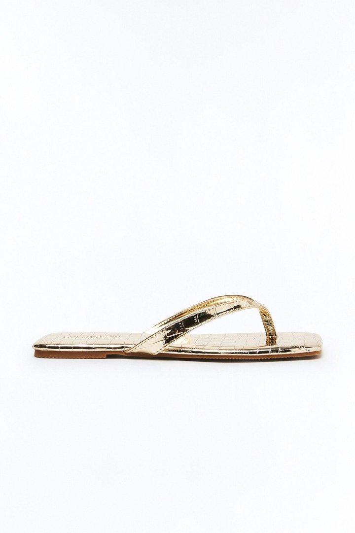 Capeside Square Toe Flip Flops - Gold