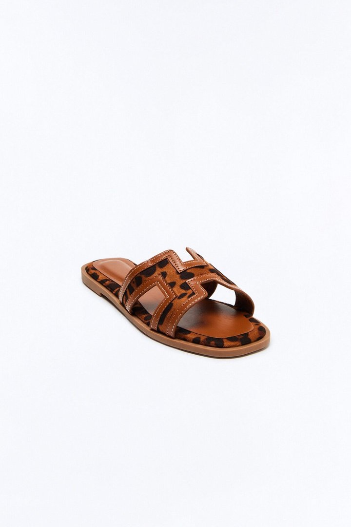 Lukey Slip On Flat Sandals - Brown/combo
