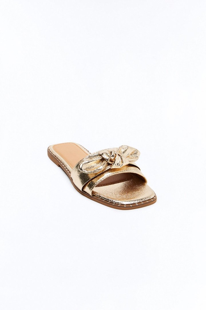Liri Bow Slip On Sandals - Gold
