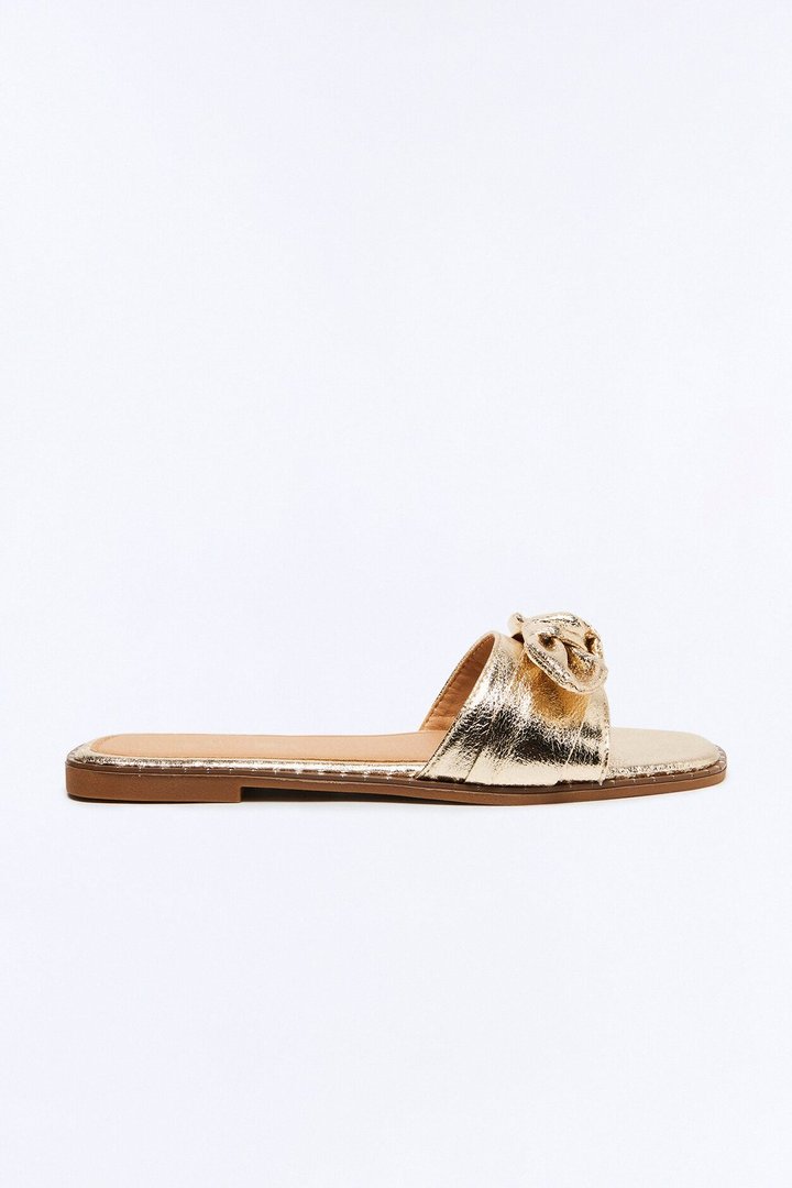 Liri Bow Slip On Sandals - Gold