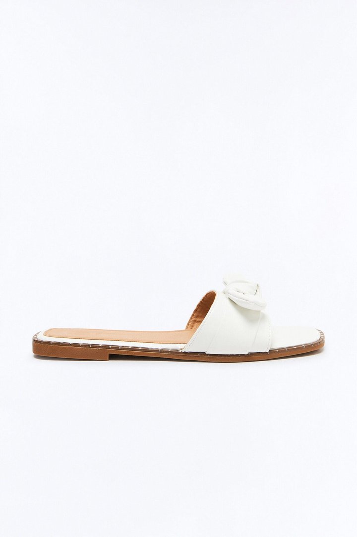 Liri Bow Slip On Sandals - White
