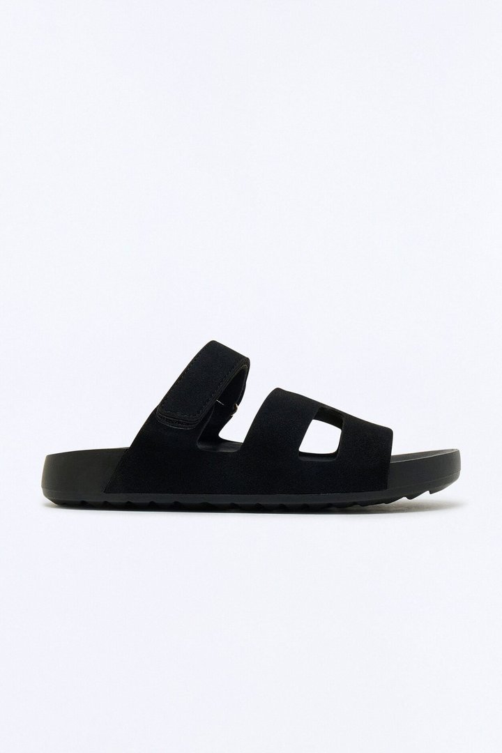 Mack Faux Suede Slides - Black