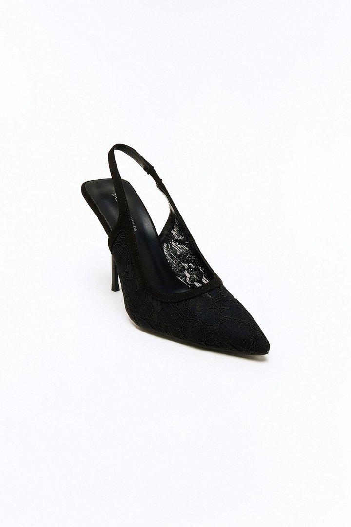 Meryl Lace Slingback Pumps - Black