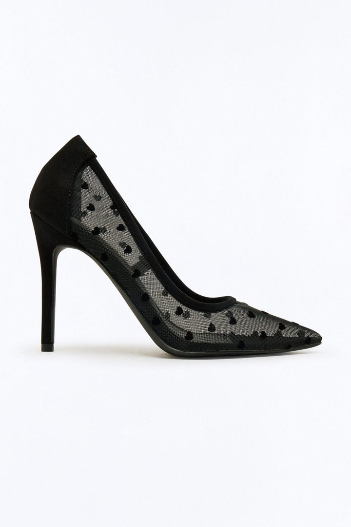 Jar Of Hearts Mesh Pumps - Black