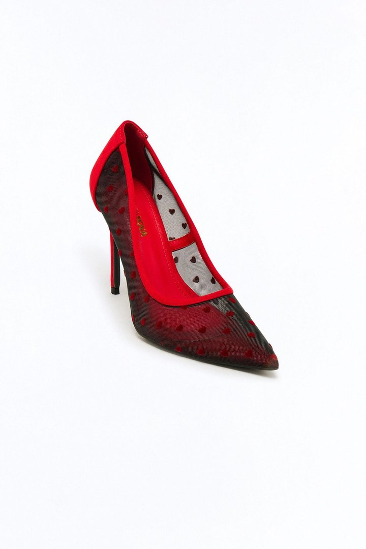 Jar Of Hearts Mesh Pumps - Red