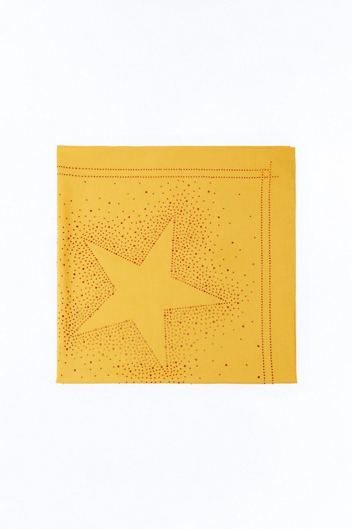 Rhinestone Star Graphic Large Bandana - Yellow