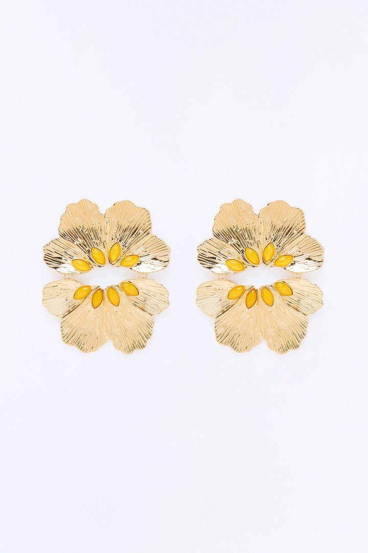 Island Glow Floral Drop Earrings - Gold/Yellow