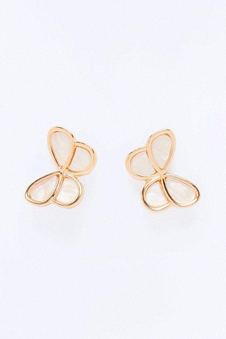 Sky Dancer Stud Earrings - White/Gold