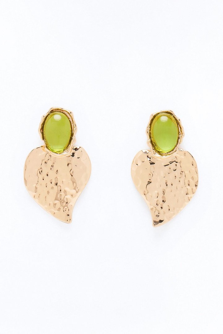 Sunset Mirage Jeweled Drop Earrings - Gold/Green