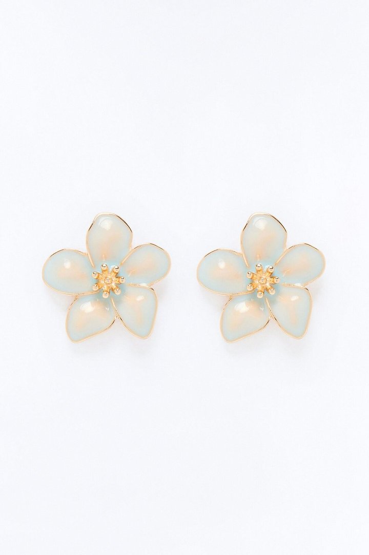 Serene Blossom Stud Earrings - Blue