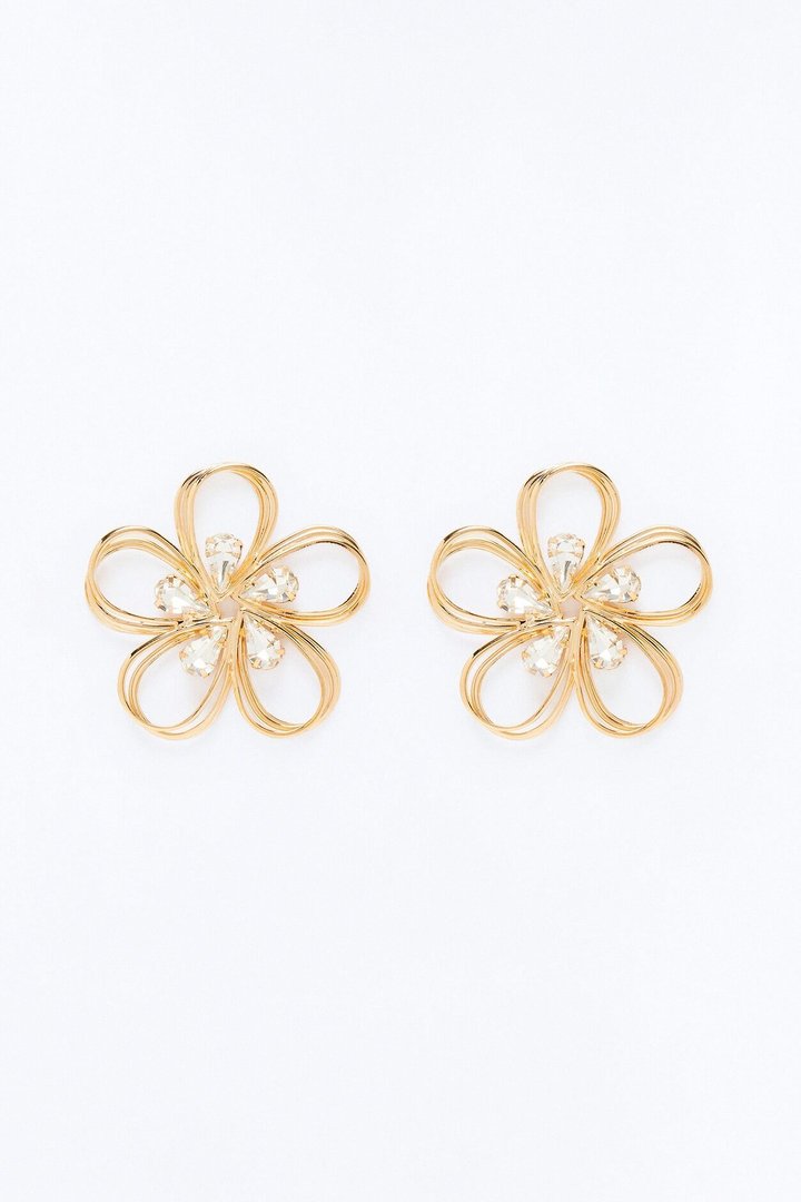 Vacation Repeat Floral Drop Earrings - Gold
