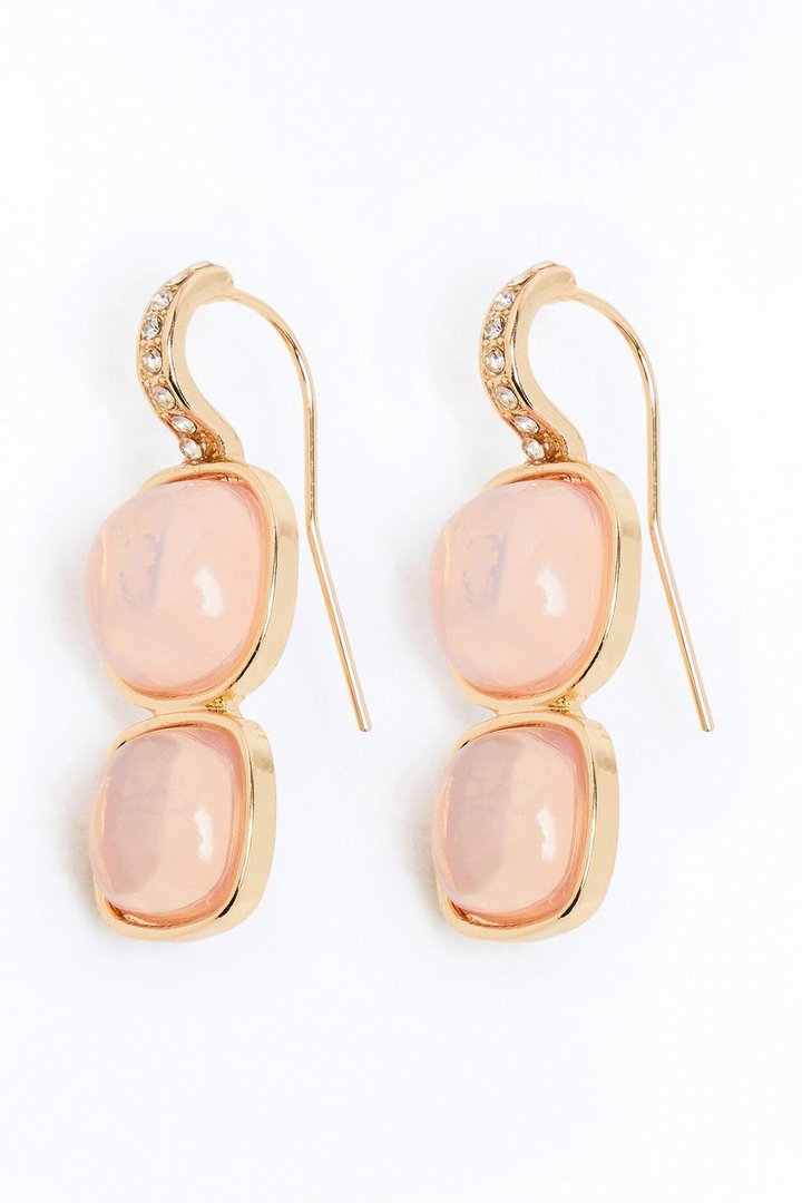 Ocean Jewels Drop Earrings - Gold/Pink