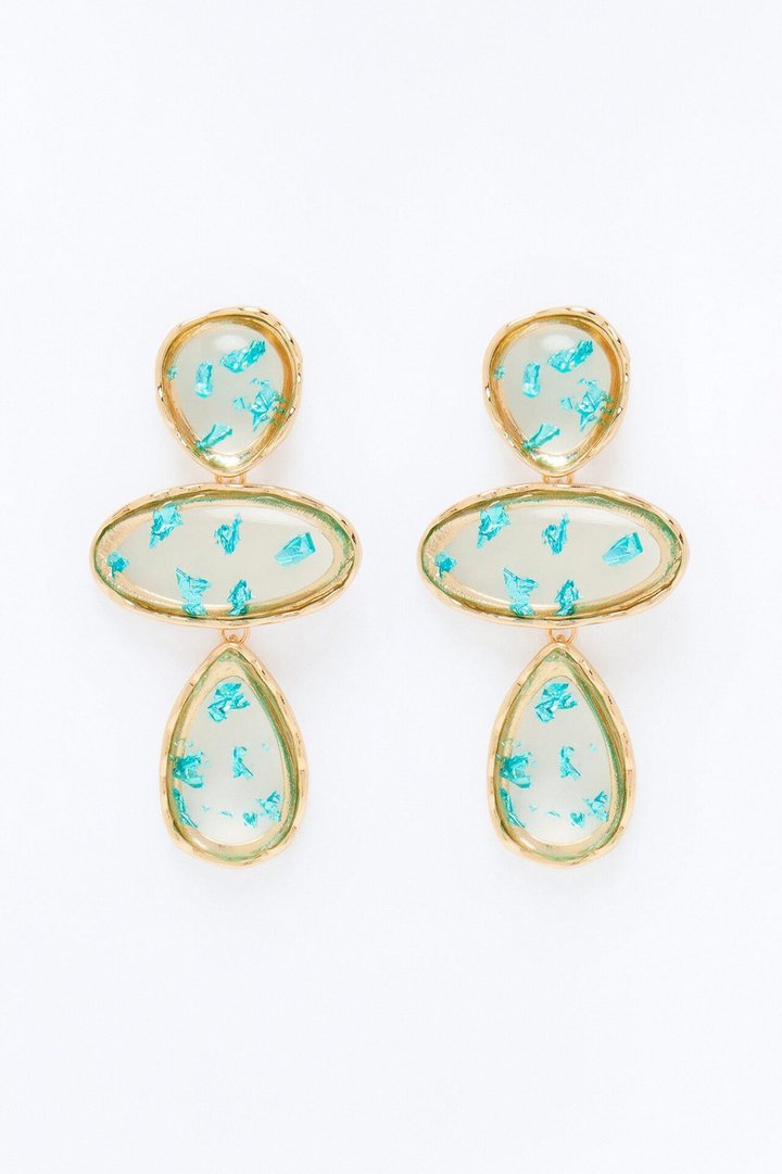 Gleam And Glow Drop Earrings - Gold/Blue