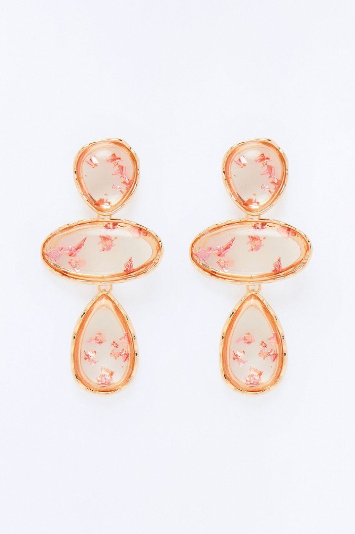 Gleam And Glow Drop Earrings - Gold/Pink