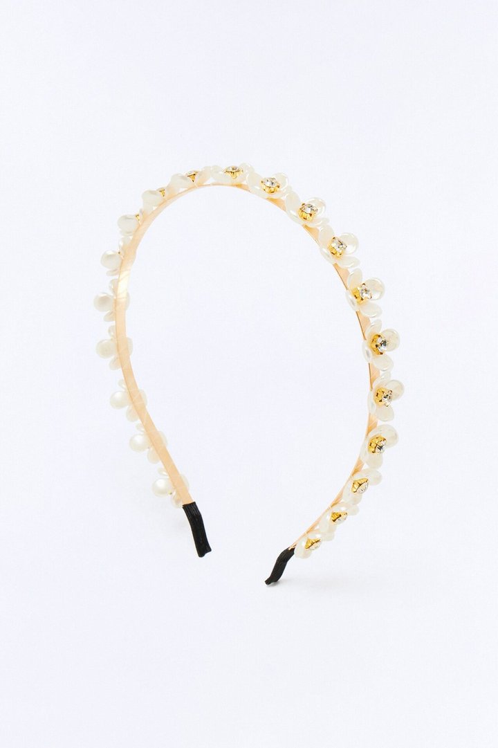 It's Giving Spring Pearl Flower Headband - Gold