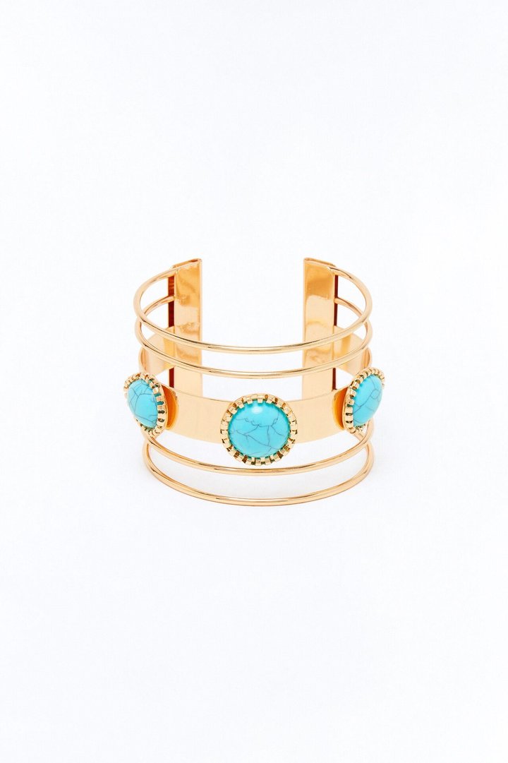 In Touch Turquoise Cuff Bracelet - Turquoise