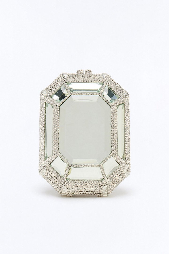 Put A Ring On It Rhinestone Clutch - Silver