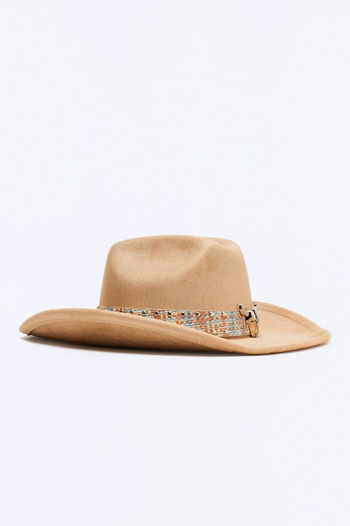Ride Me Faux Suede Cowboy Hat - Tan