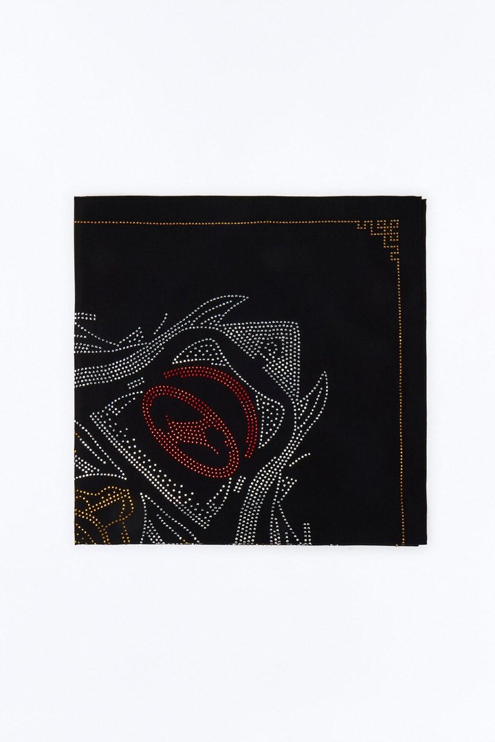Rhinestone Tiger Graphic Large Bandana - Black