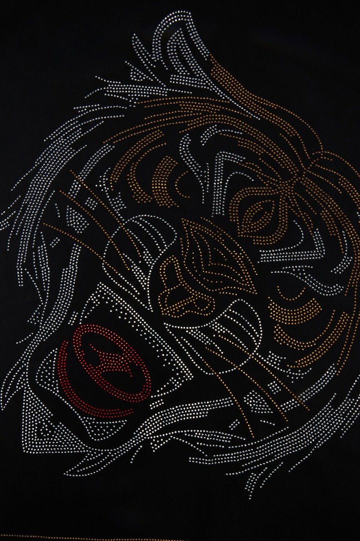Rhinestone Tiger Graphic Large Bandana - Black